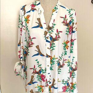 Floral Bird Print Women's Top